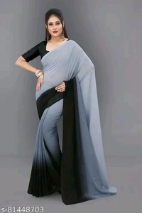 Fashion Georgette Daily Wear Ombre Saree - Gray, Free