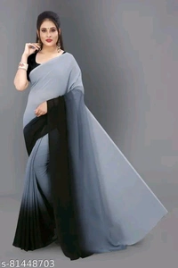 Fashion Georgette Daily Wear Ombre Saree - Gray, Free