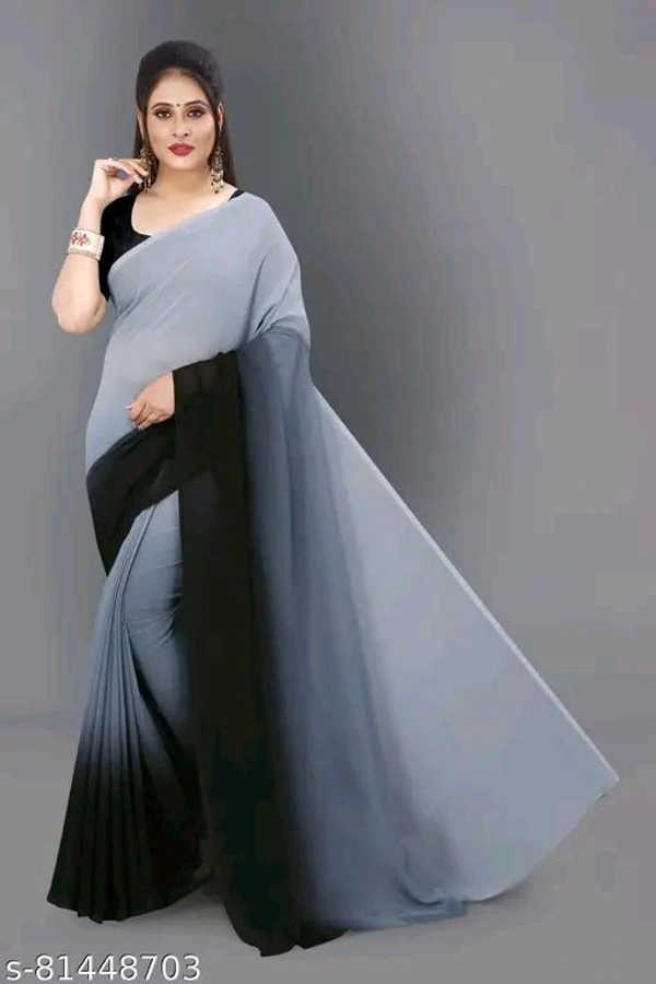 Fashion Georgette Daily Wear Ombre Saree - Gray, Free