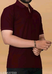 Poly Blend, Cotton Blend Men Poly Blend, Cotton Blend Regular Tshirts - Wine Berry, L