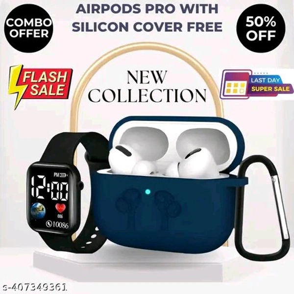 Combo Of Airpod Pro True Wireless Bluetooth Earphone And Digital Watch