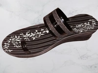 Leather Stylish Heel Sandal / Chappal - Black, 5/6
