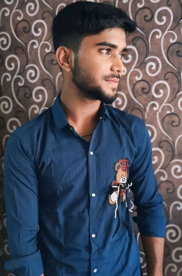 New Corn Teddy Bear Shirt for Men - Navy Blue, M