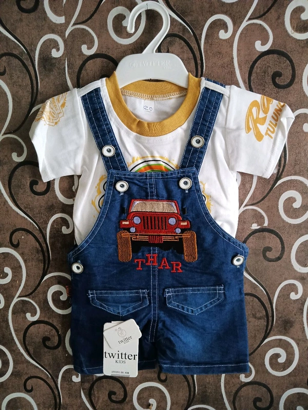 Baby Dungaree Set - White, 20