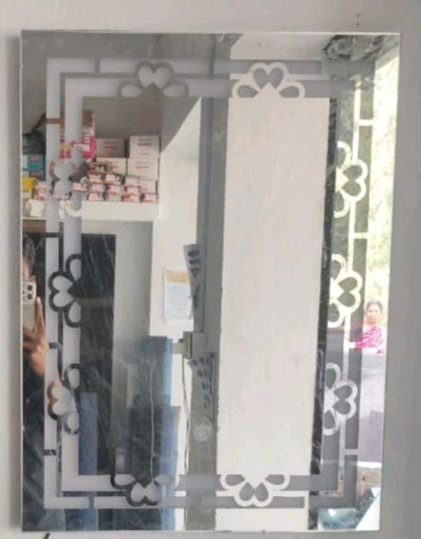 White (Base) Glass LED Rectangular Wall Mirror, For Home - White, 6/5