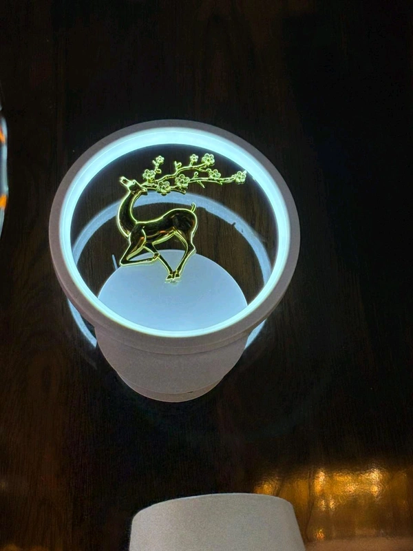 Deer Head Wall Light with Round Ring - 3 Color Dimmable LED - Web Orange