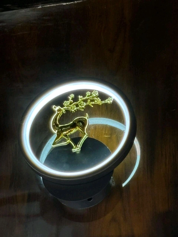 Deer Head Wall Light with Round Ring - 3 Color Dimmable LED - Web Orange