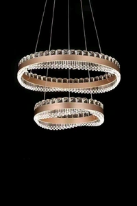 CLAIRDAI Modern LED Ring Chandeliers Crystal Ceiling Light Fixture Adjustable Round Stainless Steel Pendant Light for Living Room Bedroom Dining Room(Dimmable - Silver