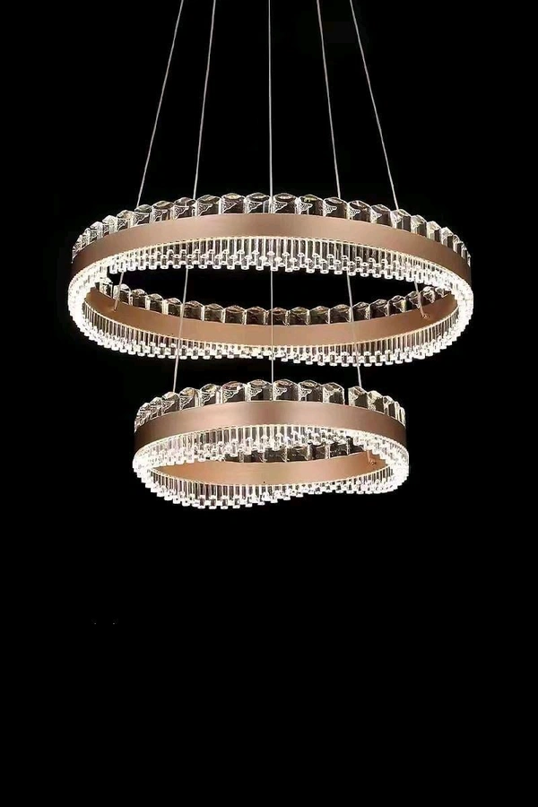 CLAIRDAI Modern LED Ring Chandeliers Crystal Ceiling Light Fixture Adjustable Round Stainless Steel Pendant Light for Living Room Bedroom Dining Room(Dimmable - Silver