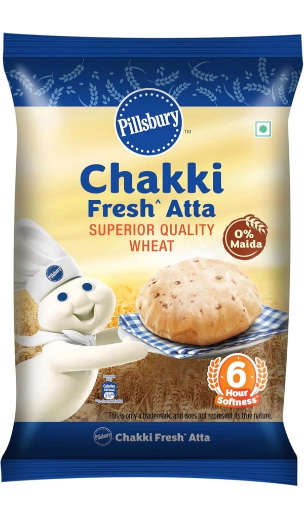 PILLSBURY Pillsbury Chakki Fresh Whole Wheat Atta | 100% Wheat Atta| Upto 6 hours of Softness| 5kg
