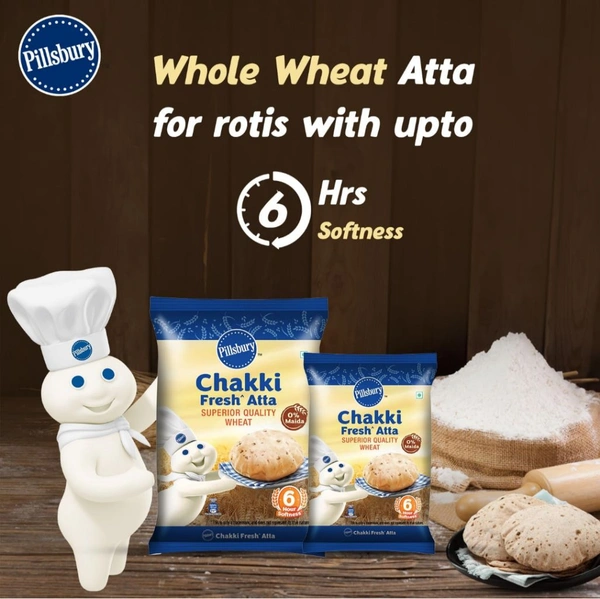 PILLSBURY Pillsbury Chakki Fresh Whole Wheat Atta | 100% Wheat Atta| Upto 6 hours of Softness| 5kg