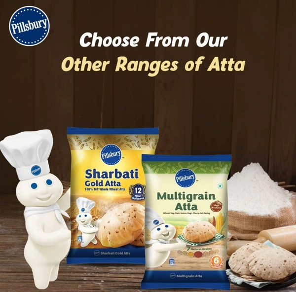 PILLSBURY Pillsbury Chakki Fresh Whole Wheat Atta | 100% Wheat Atta| Upto 6 hours of Softness| 5kg