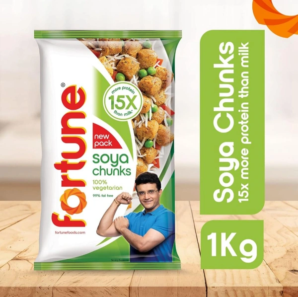 FORTUNE Fortune Soya Chunks, 15x more protein than milk, 1kg (Item weight may vary)
