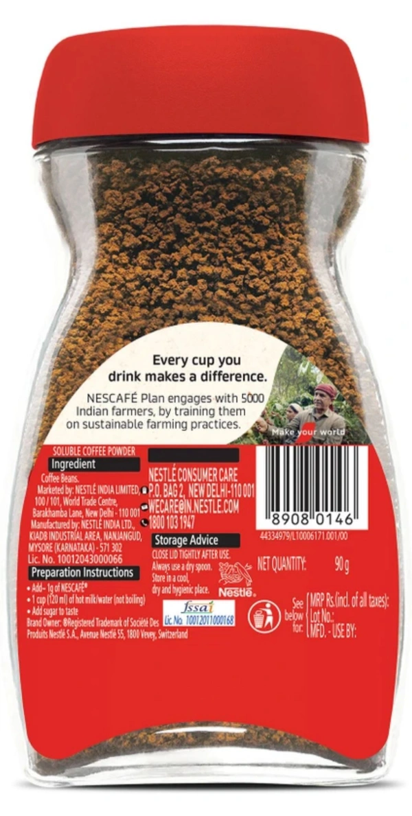 NESCAFE  Nescafe Classic Coffee Powder Jar, 100% Pure Instant Coffee (90g)