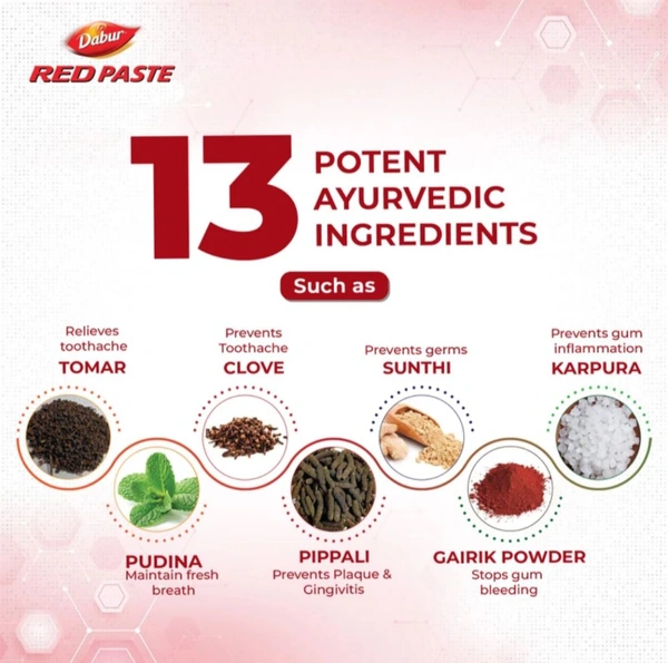 DABUR  Dabur Red Paste | Treats Bad Breath | Cavity Protection | Plaque Removal | 13 Herbs Toothpaste (100g)