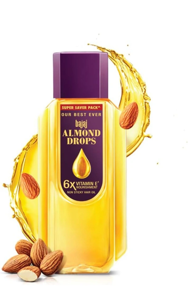 BAJAJ Bajaj Almond Drops Hair Oil, 625ml | 6X Vitamin E Nourishment | Light and Non-Sticky Hair Oil For Hair Fall Control