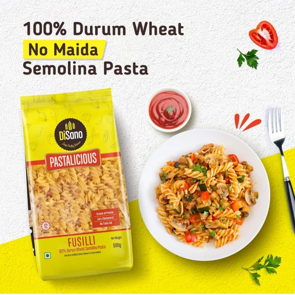 DISANO Fusilli Pasta,500gm,100% Durum Wheat,No Maida,High Protein & Fiber (Minimum Order 3)