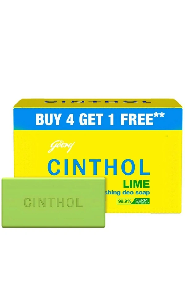 CINTHOL Cinthol Lime Bath Soap - 150g (Pack of 5) | Lemony Deo Fragrance | Grade 1 Soap | For All Skin Types