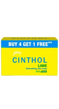 CINTHOL Cinthol Lime Bath Soap - 150g (Pack of 5) | Lemony Deo Fragrance | Grade 1 Soap | For All Skin Types