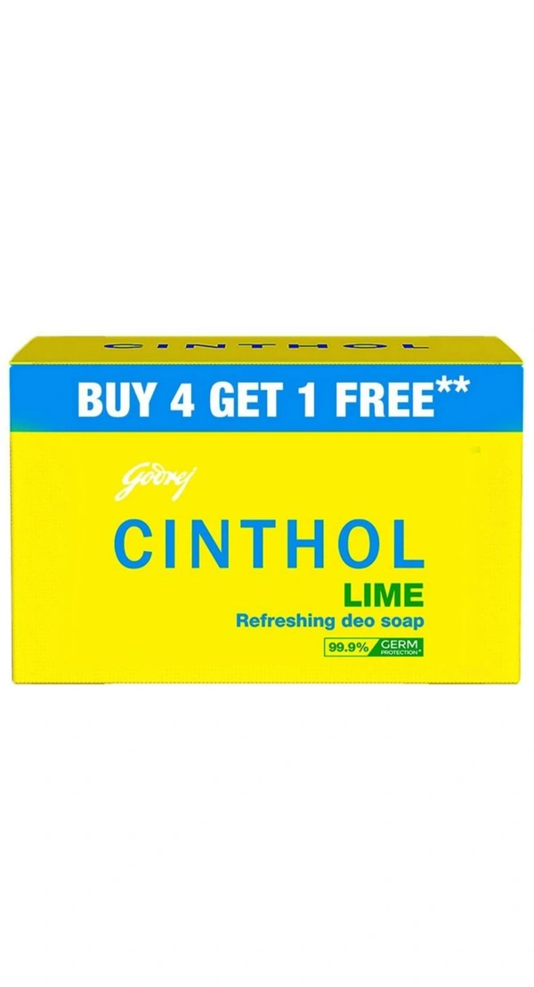 CINTHOL Cinthol Lime Bath Soap - 150g (Pack of 5) | Lemony Deo Fragrance | Grade 1 Soap | For All Skin Types