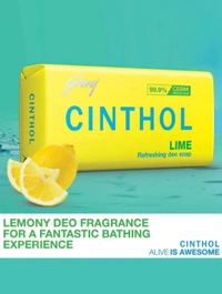 CINTHOL Cinthol Lime Bath Soap - 150g (Pack of 5) | Lemony Deo Fragrance | Grade 1 Soap | For All Skin Types