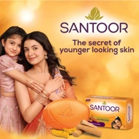 SANTOOR Santoor by Wipro Skin Moisturizing Sandal & Turmeric Bathing Bar Soap for Soft & Youthful Skin (4×125g)