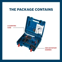 Bosch BOSCH GBH 220 Corded Electric Rotary Hammer with SDS Plus, 720 W, 2 J, 2.3 Kg, 3 Modes, For Concrete, Metal & Wood + Carrying case, , 1 Year Warranty from BOSCH, Blue