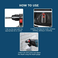 Bosch BOSCH GBH 220 Corded Electric Rotary Hammer with SDS Plus, 720 W, 2 J, 2.3 Kg, 3 Modes, For Concrete, Metal & Wood + Carrying case, , 1 Year Warranty from BOSCH, Blue