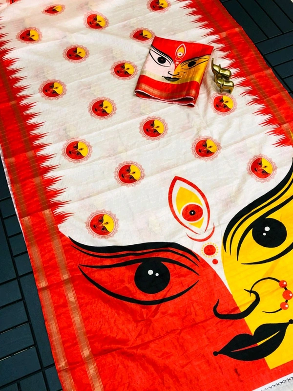 GT BRAND Ma Durga Printed Saree - FIRST PRINT SAREE