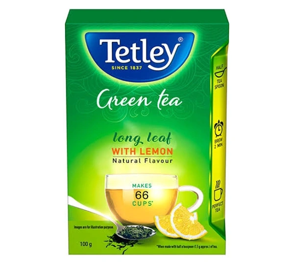 Tetley Long Leaf Green Tea - 100g, Lemon
