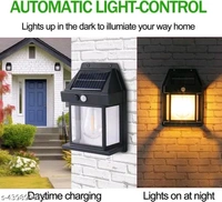 Dragonfly Store Solar Wall Lights Outdoor, Wireless Dusk to Dawn Porch Lights Fixture, Solar Wall Lantern with 3 Modes & Motion Sensor, Waterproof Exterior Lighting with Clear Panel for Entryway Front Door