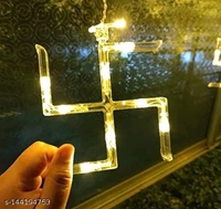 om Swastik 6+6 Curtain Series LED Lights (Warm White) with 8 mode Function flickering for Decoration on Diwali Festival and Party