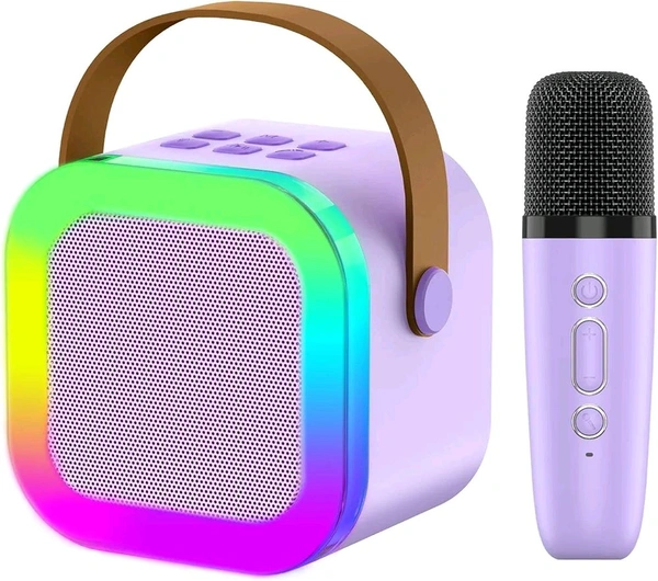 Portable Mini Karaoke Speaker with Mic RGB Color Light Home Singing Karaoke Family Wireless Outdoor Speaker