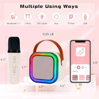 Portable Mini Karaoke Speaker with Mic RGB Color Light Home Singing Karaoke Family Wireless Outdoor Speaker