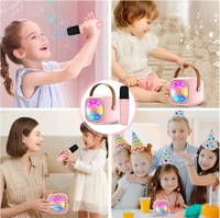 Portable Mini Karaoke Speaker with Mic RGB Color Light Home Singing Karaoke Family Wireless Outdoor Speaker
