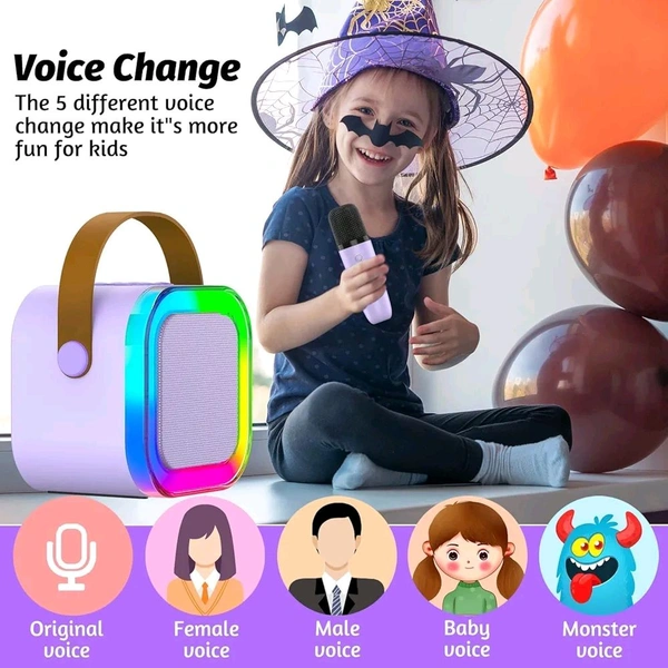 Portable Mini Karaoke Speaker with Mic RGB Color Light Home Singing Karaoke Family Wireless Outdoor Speaker