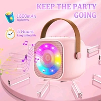 Portable Mini Karaoke Speaker with Mic RGB Color Light Home Singing Karaoke Family Wireless Outdoor Speaker
