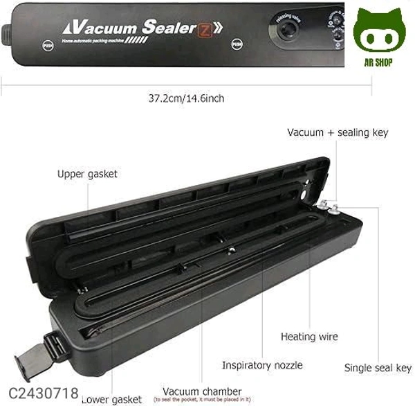 A R Portable Multi-functional Food Vacuum Sealer - Black
