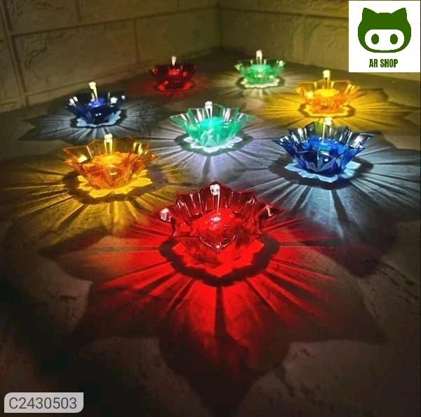 3D Reusable Reflective Shadow Colourful Diya (Pack of 4/12/24)