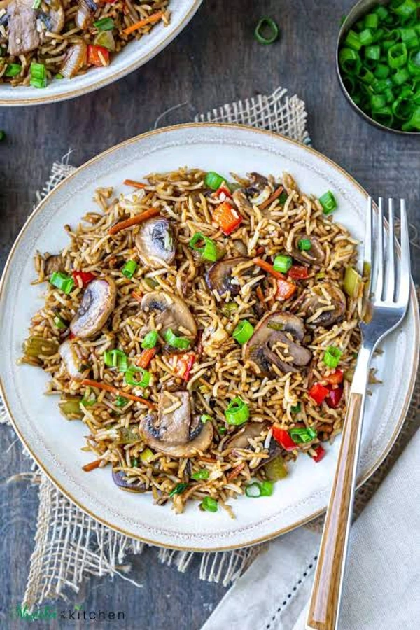 Schezwan Mushroom Fried Rice - Half Plate