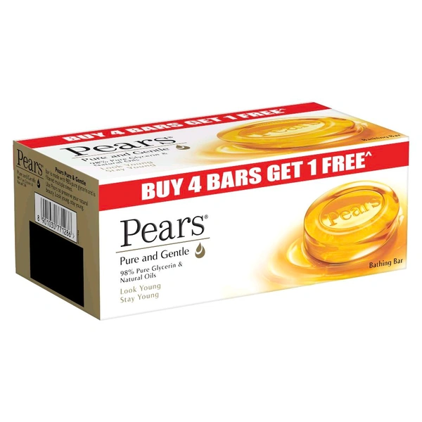 Pears Pure & Gentle Soap With Natural Oil 125g ( Buy 4 Get 1 Free)