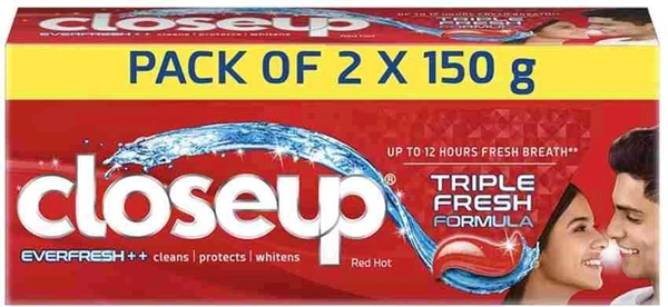 Closeup Everfresh+ Red Hot Gel Toothpaste 150g ( Pack Of 2 ) - 150g