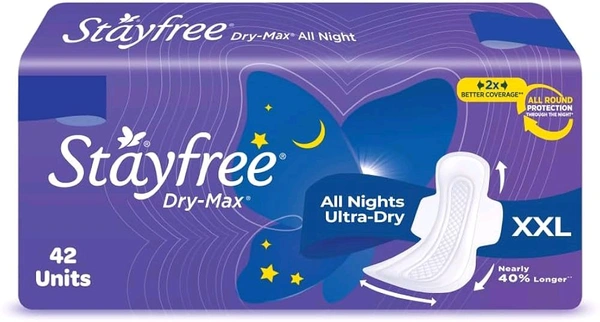 Stayfree All Night Ultra Dry Max Sanitary Napkin xxl 42pads