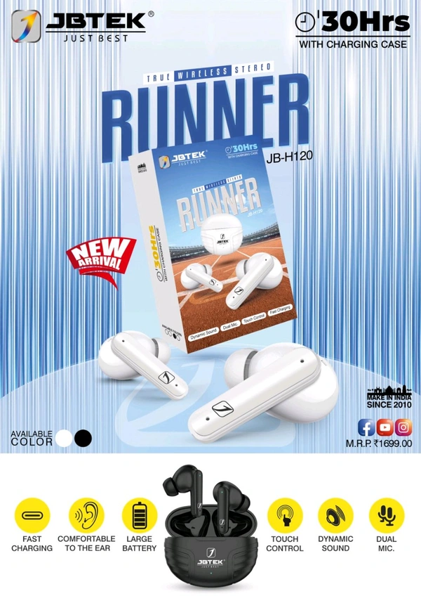JBTEK  Runner Ear Buds - Black