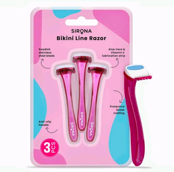 Sirona Bikini Razor for Women, Bikini Line Razors for Painless Hair Removal - 3 Razors
