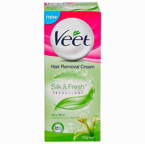 Veet Silk & Fresh Shea Butter & Lily Hair Removal Cream for Dry Skin 50 g