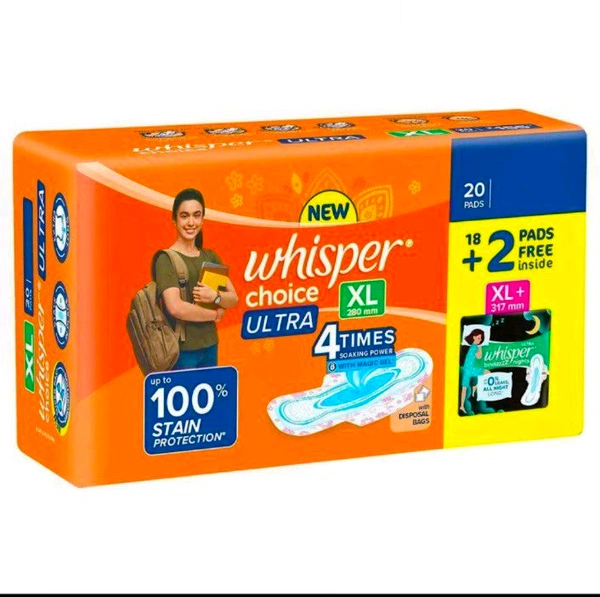 Whisper Choice Ultra Sanitary Napkin with Wings (XL) 20 padS