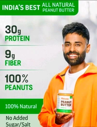 Pintola All Natural Peanut Butter (Crunchy) | Unsweetened | 30g Protein | Non GMO | Gluten Free | Vegan | Cholesterol Free (350g)