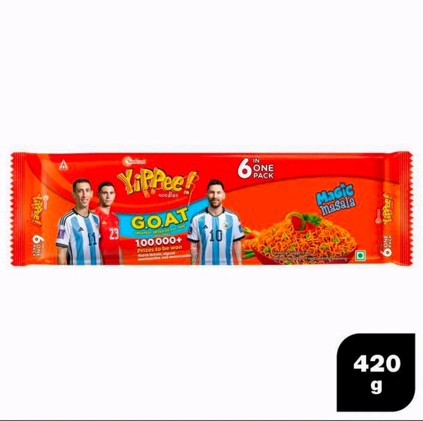 YiPPee! Magic Masala 6 Block Instant Noodles | Long, Non-Sticky With Real Vegetables 360g
