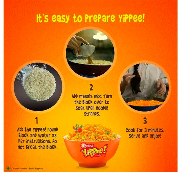 YiPPee! Magic Masala 6 Block Instant Noodles | Long, Non-Sticky With Real Vegetables 360g